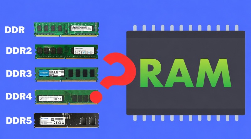 DDR3, DDR4, DDR5 và LPDDR là những loại RAM thường gặp trên máy tính và thiết bị di động.